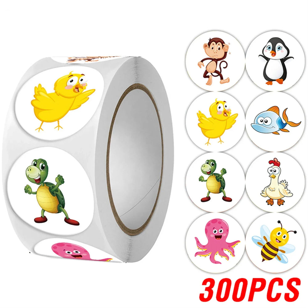 100-500pcs Cartoon Animals Stickers Cute Reward Sticker For Kids Gift Decoration Envelope Sealing Labels Stationery Stickers (ONLINE ORDER ONLY)