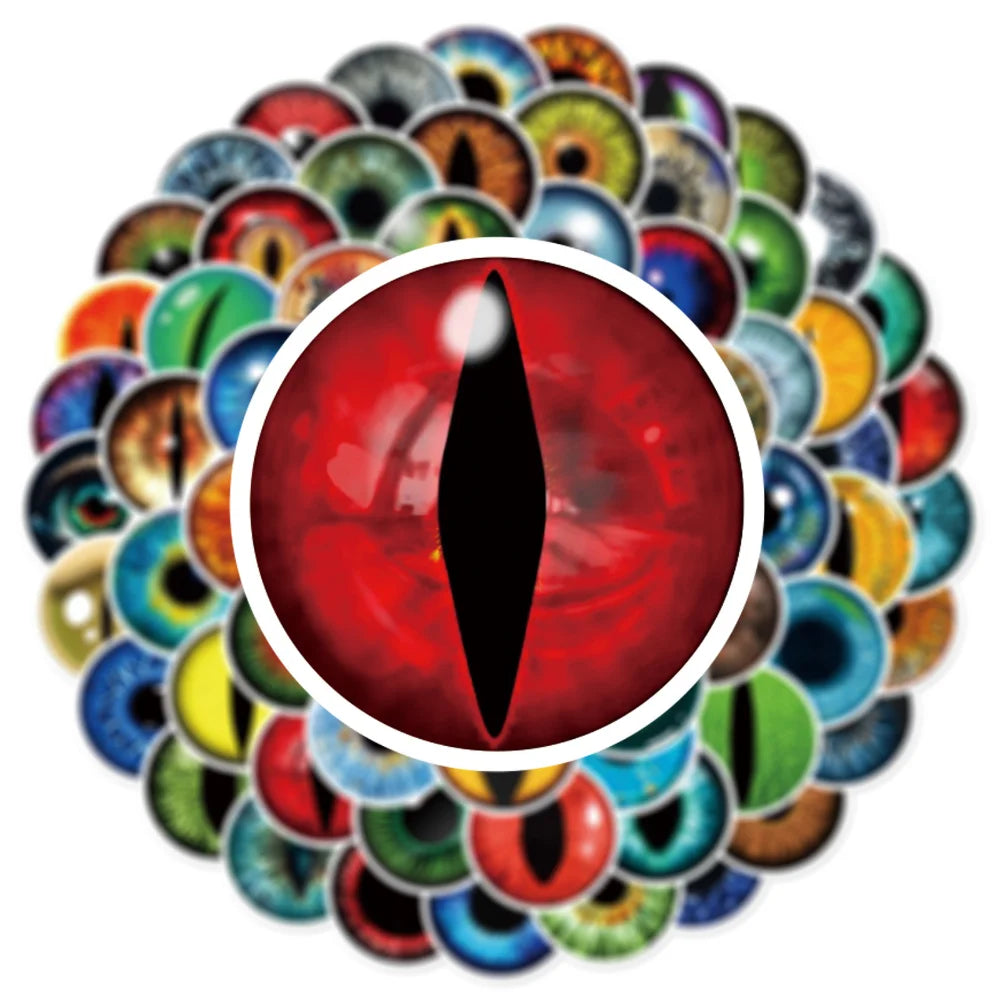 10/80Pcs Trendy Cartoon Horror Eyeball Sticker Graffiti Helmet Cup DIY Waterproof PVC GraffitiSticker Children Toys Wholesale (ONLINE ORDER ONLY)