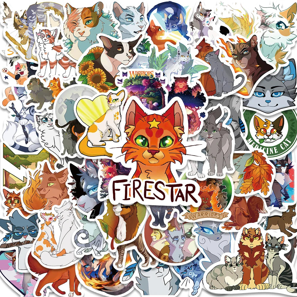 52PCS Cute Cartoon Warrior Cats Firestar Stickers for Laptop, Car, Phone, Kids (Online Order Only)