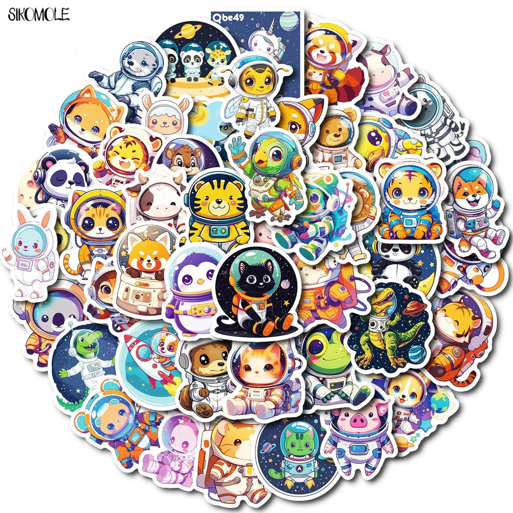 Cartoon Animal Astronaut Stickers for Kids - DIY, Phone, Laptop, Luggage, Skateboard Decals (Online Order Only)