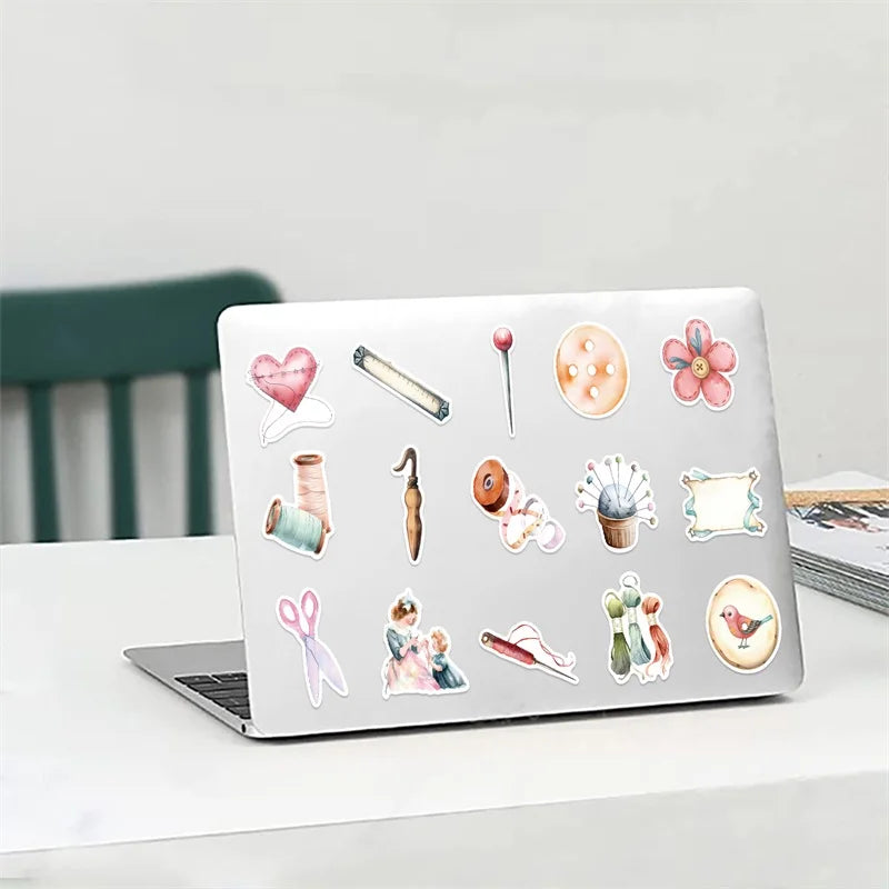 10/30/50PCS Kawaii Pink Sewing PVC Sticker Aesthetic Chidlren's Stationery Decoration Scrapbooking School Supplies for Kids (ONLINE ORDER ONLY)