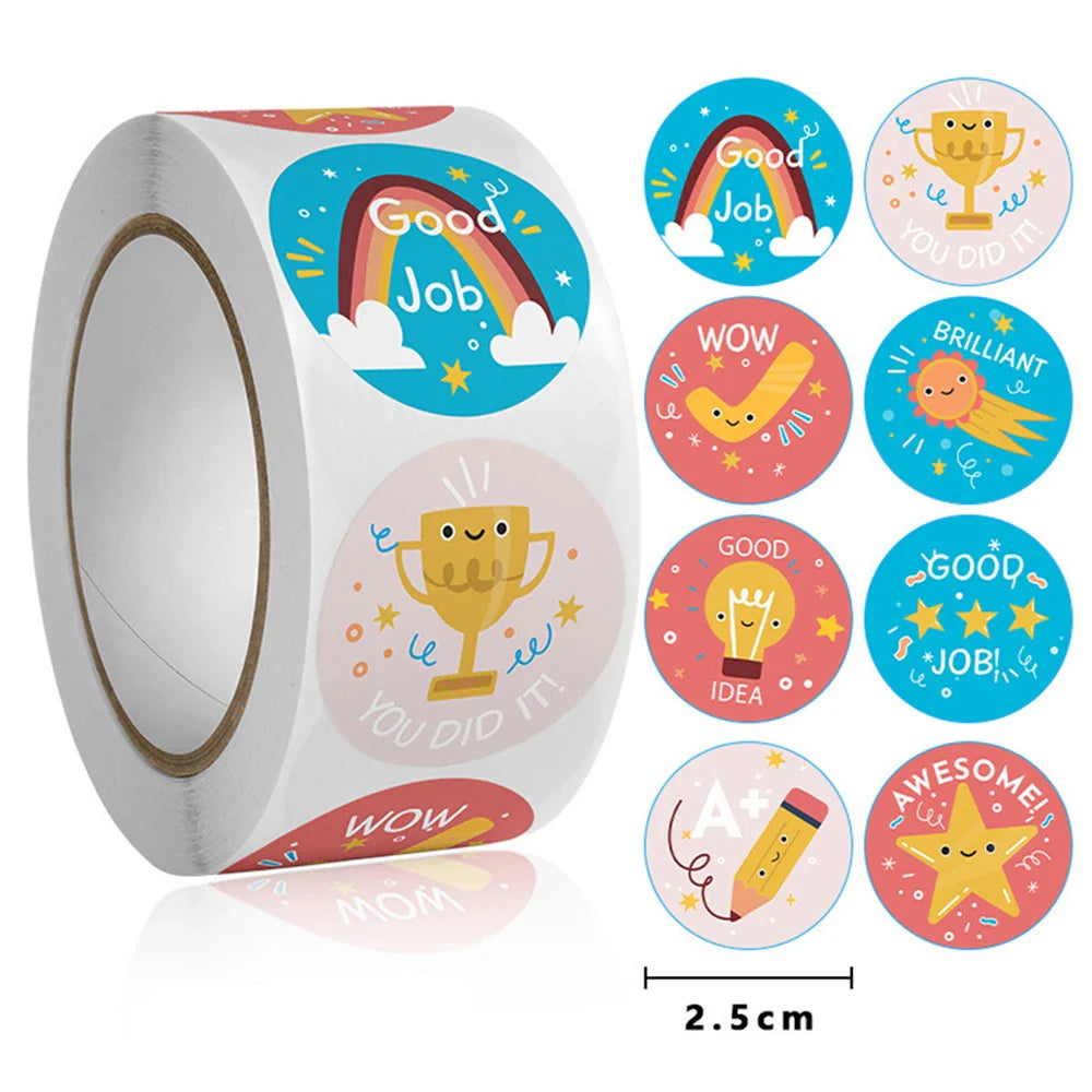 100-500pcs Cartoon Cat Stickers Round Adhesive Labels For Kids Children Teacher Prize Business Gift Wraps Decorative Stickers (ONLINE ORDER ONLY)