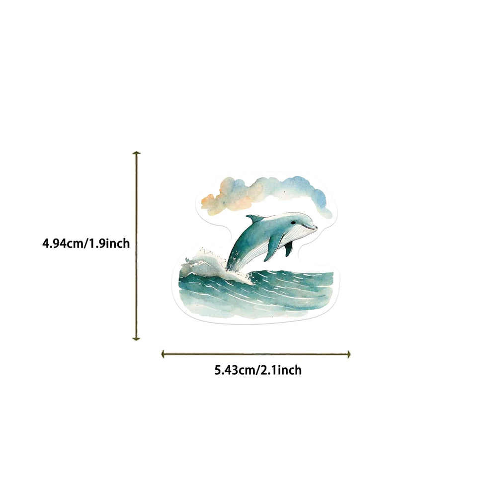 50Pcs Watercolor Animal Illustration Stickers DIY Suitcase Skateboard Laptop Luggage Fridge Phone Car Graffiti Sticker (Online Order Only)