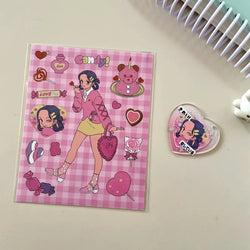 Korean Ins Cute Retro Girl Sticker Planner Scrapbooking DIY Album Decoration Sticker Aesthetic Personalized Kawaii Stationery (ONLINE ORDER ONLY)
