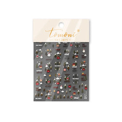 Snowman Tree House Cedar White Pine Forest Warm Winter Cloud Self Adhesive Nail Art Stickers Snowflake Star Snow Manicure Decals (ONLINE ORDER ONLY)
