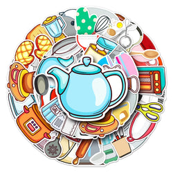 10/50PCS Kitchen Supplies Paper Sticker Decoration DIY Diary Notebook Scrapbook Label Sticker Cute Children Stationery Sticker (Online Order Only)
