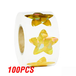 100-500pcs Laser Gold Foil Self-adhesive Star Stickers Reward Chart Decorative Toy Gifts Sticker Labels 1 Inch (ONLINE ORDER ONLY)
