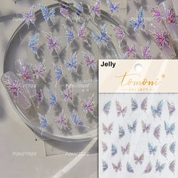 Butterfly Peach Blossom Flowers Lantern Star Tassel Pendant Gold Hot Stamping Self Adhesive Nail Art Stickers Manicure Decals (ONLINE ORDER ONLY)