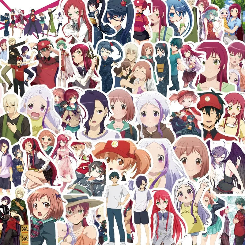 50pcs Hataraku Maou-sama Anime Stickers for Laptop, Phone, Car, Scooter, and More (Online Order Only)