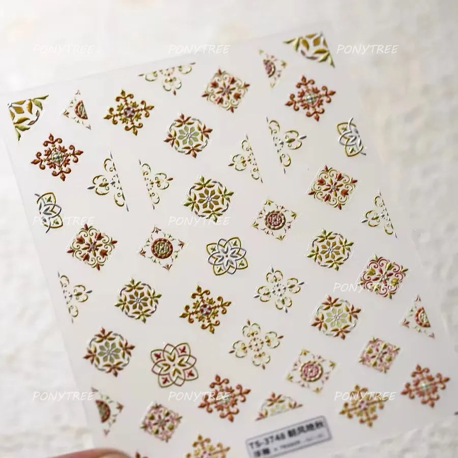 Black White Pearl Lace Butterfly Cross Retro Figure Flower Symmetric Self Adhesive Nail Art Stickers  Manicure Decals Wholesale (ONLINE ORDER ONLY)