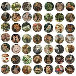 50pcs Retro Animal Stickers Vinyl Laptop Decals Cartoon Animals Stickers For Luggage Guitar Skateboard Diary Waterproof Graffiti (ONLINE ORDER ONLY)