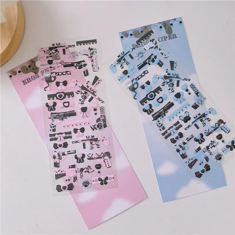 Cute Sweet Cool Gun Decorative Stickers Korean ins Hand Account Idol Card DIY Material Sticker Personalized Kawaii Stationery (ONLINE ORDER ONLY)