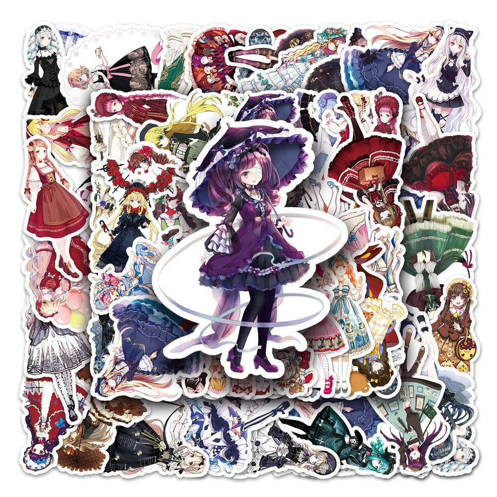 50Pcs Cute Girl Cartoon Waterproof Vinyl Stickers for Skateboard Snowboard (Online Order Only)