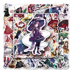 50Pcs Cute Girl Cartoon Waterproof Vinyl Stickers for Skateboard Snowboard (Online Order Only)