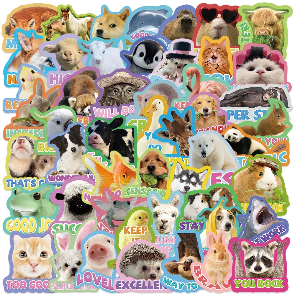 50PCS Animal PVC Stickers Aesthetic Scrapbooking Stationery Supplies (Online Order Only)