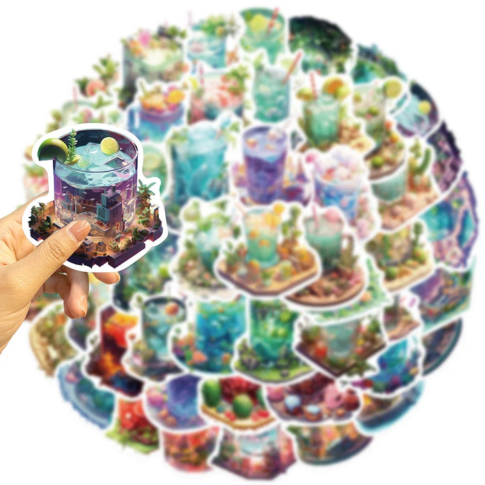 10/30/50PCS Kawaii Cup Drink World Stickers DIY Decoration Notebook Bike Suitcase Phone Fridge PVC Waterproof Decal Graffiti Toy (ONLINE ORDER ONLY)