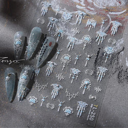 Yunjin Brocade Shawl Tassel Pendant Traditional Chinese Costumes and Ornaments Self Adhesive Nail Art Stickers Manicure Decals (ONLINE ORDER ONLY)