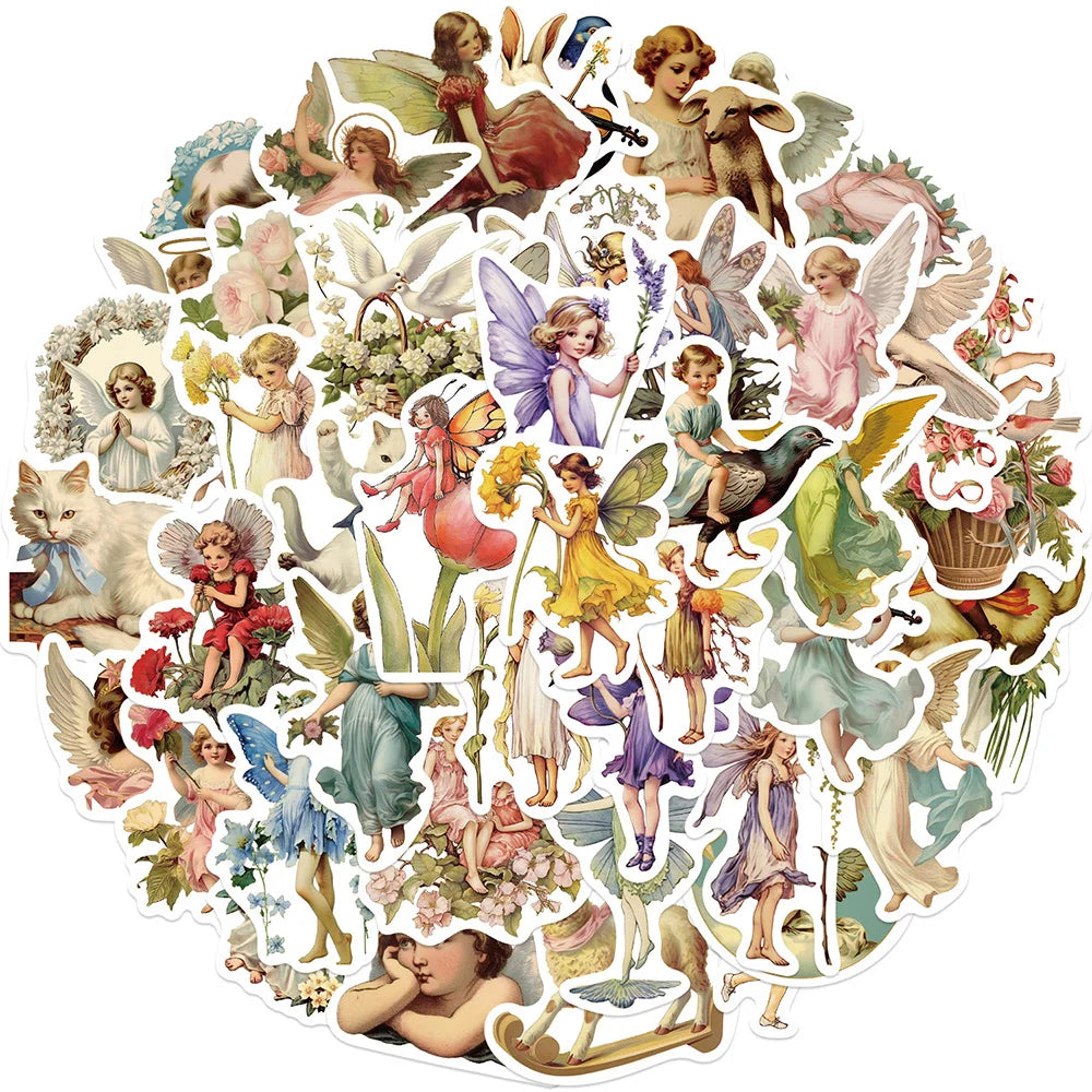 Retro Cartoon Angel Graffiti Stickers Decals for Laptop Phone Fridge Suitcase Stationery (Online Order Only)