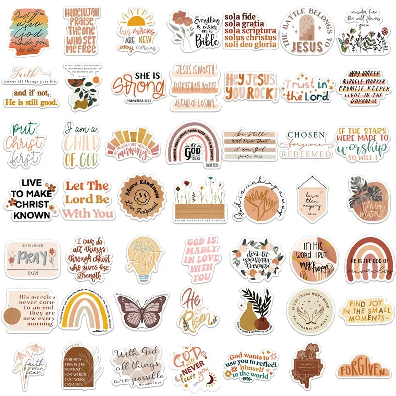 10/30/50PCS Kawaii Boho The Bible Decoration Scrapbooking Accessories PVC Sticker Aesthetic Stationery School Supplies for Kids (ONLINE ORDER ONLY)