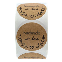 100-500pcs Round Natural Kraft Handmade Stickers Scrapbooking For Package Adhesive Thank You Sticker Seal Labels Stationery (ONLINE ORDER ONLY)