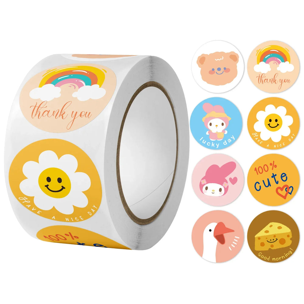 100-500pcs Kids Cute Cartoon Animals Praise Stickers 1Inch Labels for Children Teaching Toy Gift Card Party Packaging Wrapping (Online Order Only)