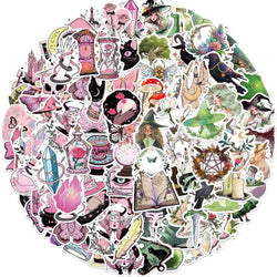 Cartoon Witch Graffiti Stickers: 10/30/50/100Pcs for Suitcase, Skateboard, Laptop, Luggage, Fridge, Phone, Car (ONLINE ORDER ONLY)