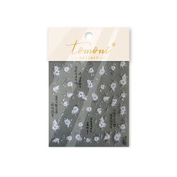 Trumpet Creeper White Flower Purple Leaves Antique Special Characters 5D Soft Relief Adhesive Nail Art Stickers Manicure Decals (ONLINE ORDER ONLY)