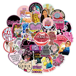 Feminist Cartoon Stickers for Laptop, Luggage, Skateboard - 10/30/50PCS (Online Order Only)
