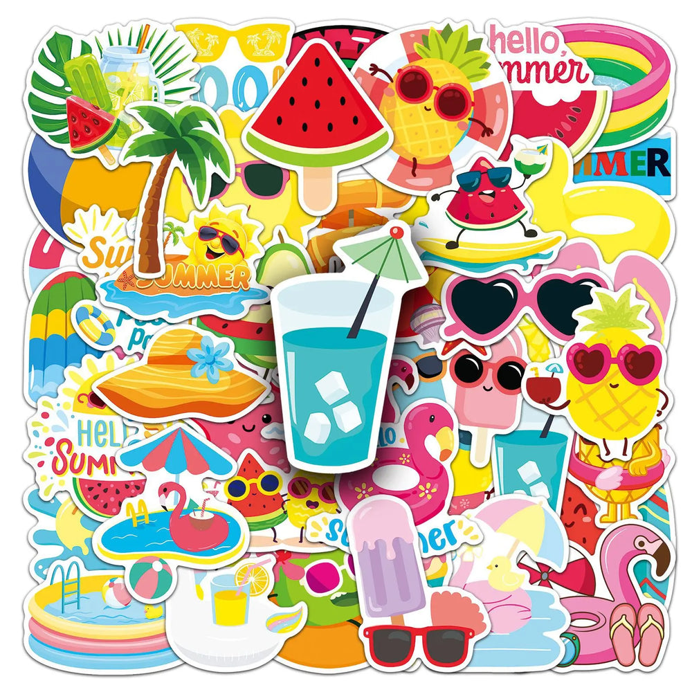 Summer Graffiti Stickers Waterproof Decals for Laptop Phone Guitar Skateboard Kid Toy (Online Order Only)