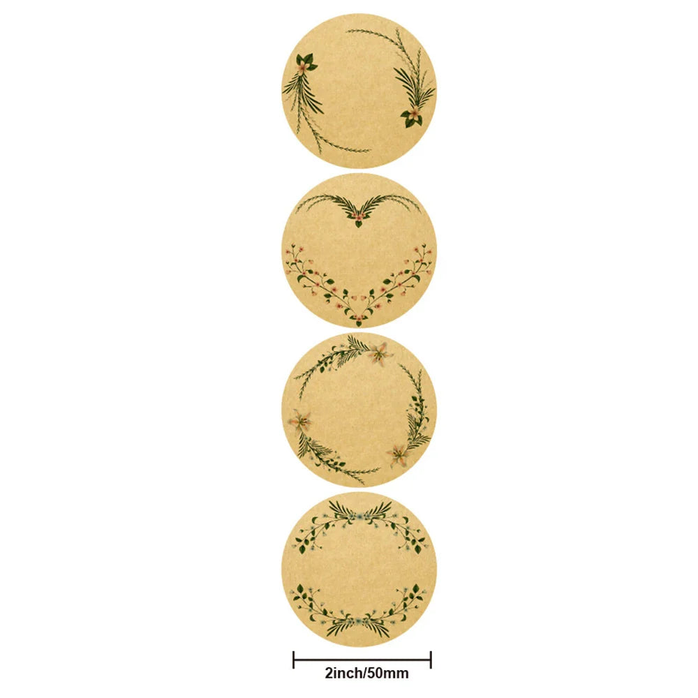 Kraft Paper Flowers Thank You Label Stickers For Gift Card Package Party Wrapping Baking Small Business Wedding Decor 2 inch/5cm (ONLINE ORDER ONLY)