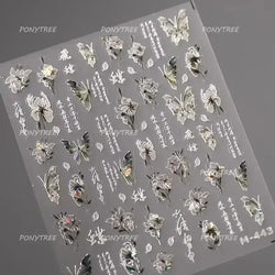 Charming Delicate Sapphire Color Blue Black Stroke Butterfly Jelly Relief Rhinestone Adhesive Nail Art Stickers Manicure Decals (Online Order Only)