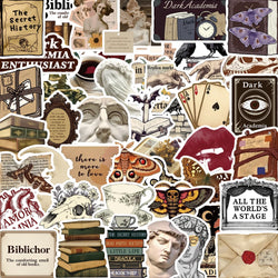 Dark Academia Aesthetic Stickers - Waterproof Art Decals for Phone, Laptop, Luggage, Skateboard (50PCS) (ONLINE ORDER ONLY)