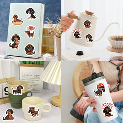 500pcs/roll Cute Cartoon Animal Pet Dog Stickers Dachshund Sticker Luggage Guitar Laptop Stationery Vinyl Decals(10 Patterns) (ONLINE ORDER ONLY)
