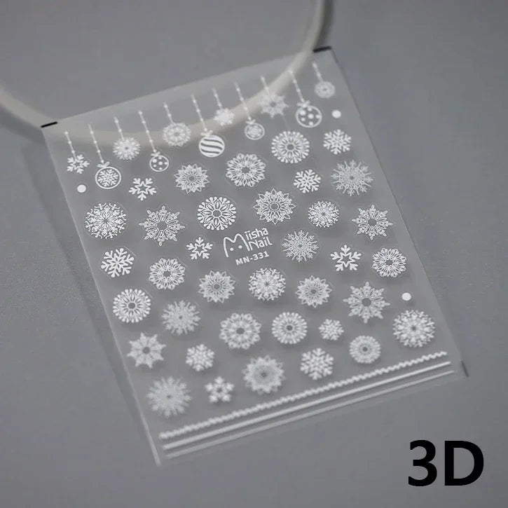 Bronzing Jelly Laser Snowflake Christmas Hot 5D Soft Embossed Relief Self Adhesive Nail Art Decoration Sticker 3D Manicure Decal (ONLINE ORDER ONLY)
