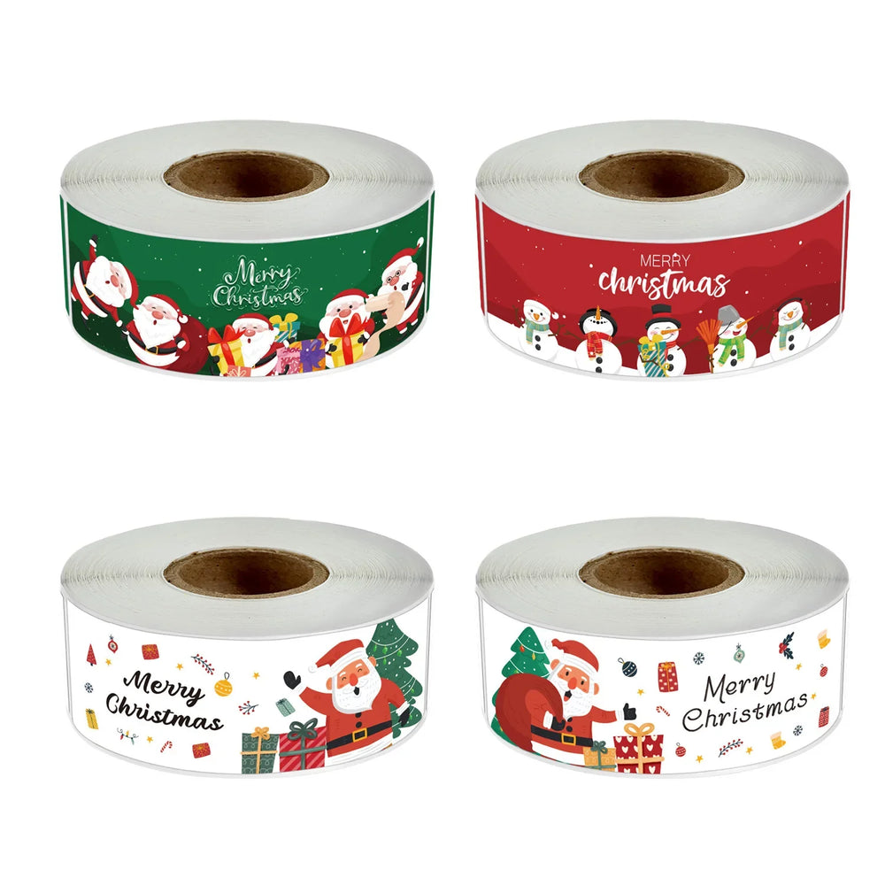 120pcs/roll Red Green Merry Christmas Santa Claus Labels Stickers for Gift Package Card Envelope Wrapping Party Small Business (ONLINE ORDER ONLY)