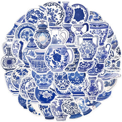 Blue White Porcelain Stickers 10/30/50PCS for Phone Laptop Luggage Skateboard Kid Gift (Online Order Only)