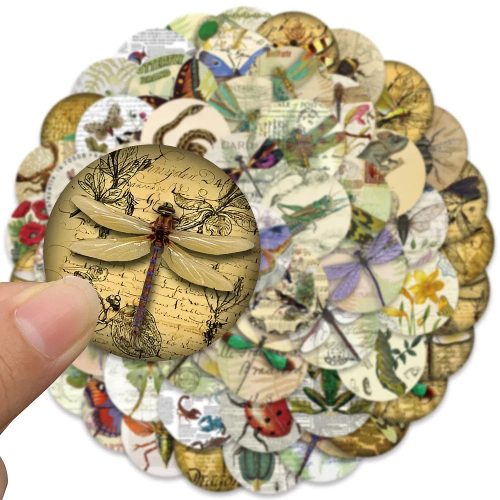 10/30/58PCS Retro Insects Stickers Graffiti Specimen DIY Album Skateboard Luggage Phone Planner Cartoon Decals Waterproof Toys (ONLINE ORDER ONLY)