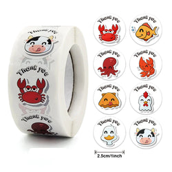 100-500pcs Round Cartoon Label Stickers Paper Cute Thank You Stickers for Baking Packaging Seal Labels Stationery Stickers (Online Order Only)