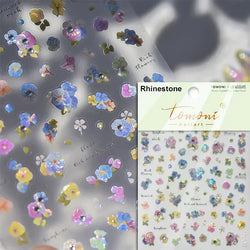 Charming Dreamy Shiny Jelly Blue Gradient Lily Flowers Rose Petal White Dot Chinese Colorful Nail Art Stickers Manicure Decals (ONLINE ORDER ONLY)