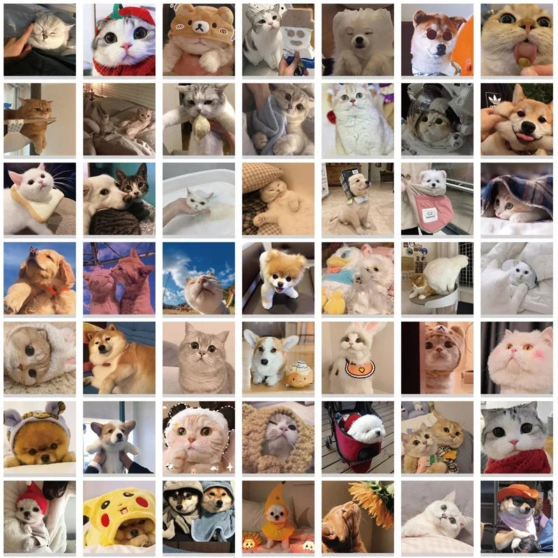 10/30/50/100PCS Happy Dog Cat PVC Sticker Aesthetic Children's Korean Stationery School Supplies DIY Decoration Scrapbooking (Online Order Only)