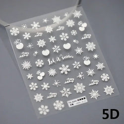 Winter Christmas Crystal Delicate Hexagon Romantic Laser Silver Chic Snowflakes Self Adhesive Nail Art Sticker 5D Manicure Decal (ONLINE ORDER ONLY)