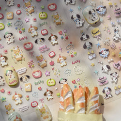 Cute Bear Star Dog Bowknot Love Heart Good Night Bone Bread Flower Self Adhesive Nail Art Decorations Stickers Manicure Decals (Online Order Only)