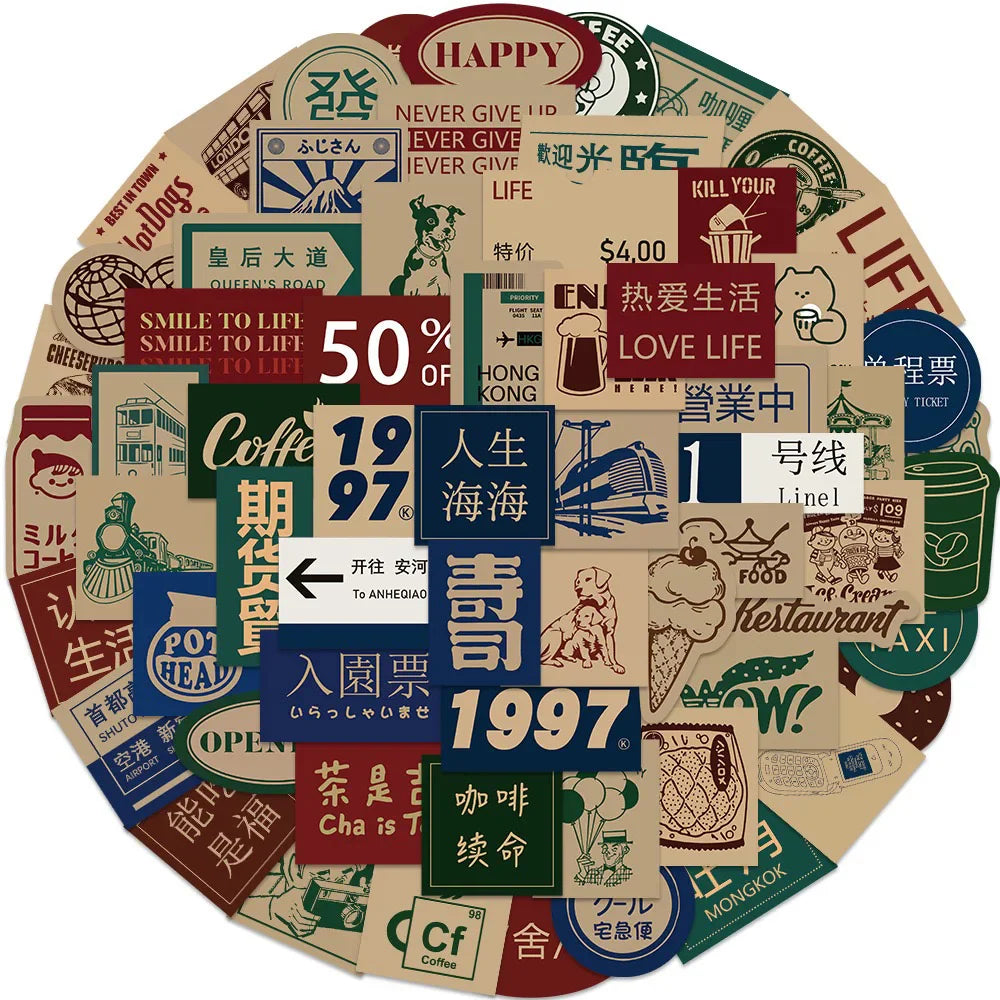 Retro Icon Shop Sign Stickers for Laptop Luggage Skateboard Decals 10/30/50PCS (ONLINE ORDER ONLY)
