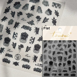 Charming Geometric Black Khaki Brown Grid Houndstooth Snowflake Flat Chic  Adhesive Nail Art Decoration Stickers Manicure Decals (Online Order Only)