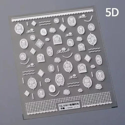 Retro Rose Gold Photo Frame Dried Flower Delicate Totem 3D Self Adhesive Nail Art Stickers 5D Shiny Rhinestone Manicure Decals (ONLINE ORDER ONLY)