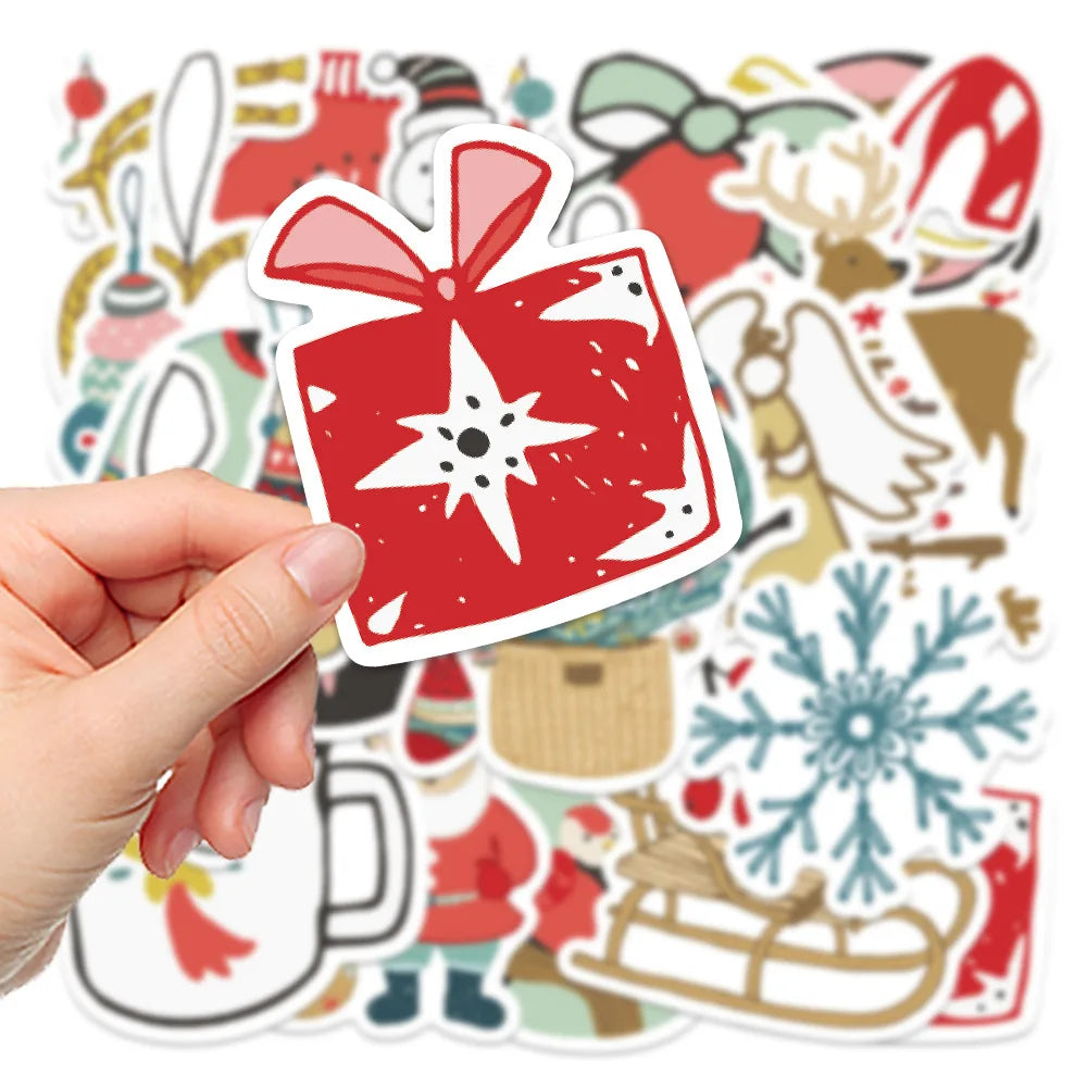 10/27PCS Cute Tree Santa Claus Stickers Merry Christmas Decoration Sticker Packs (Online Order Only)