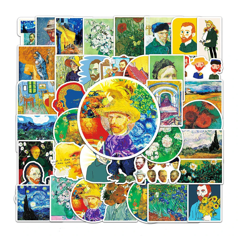 10/30/50PCS World Artist Oil Painting Work Vincent Van Gogh Aesthetic Sticker Packs (ONLINE ORDER ONLY)