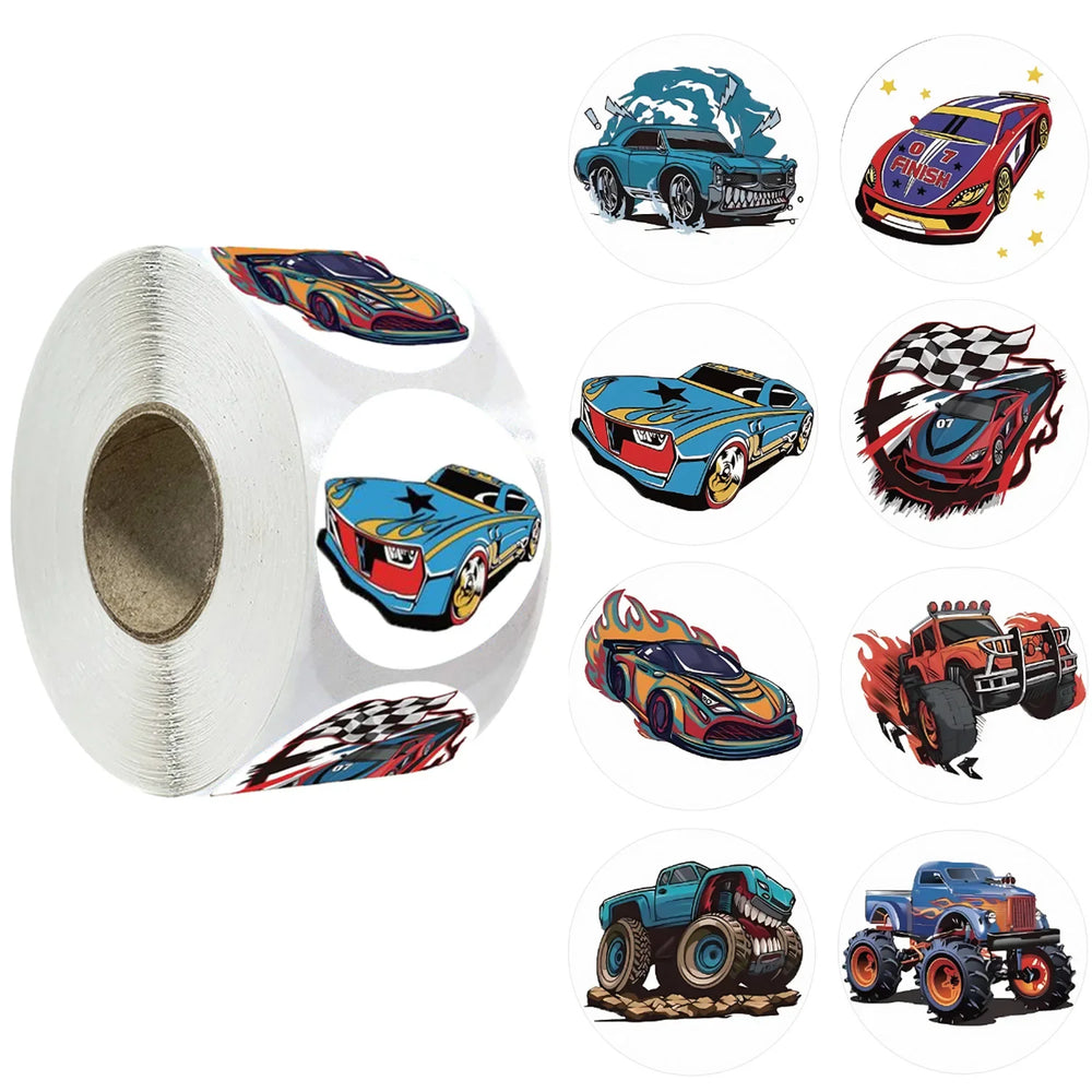 100-500pcs Car Toy Cars and Vehicles Shaped Sticker Decoration Gift Box Sticker Label Stationery Sticker 2.5cm/1inch (ONLINE ORDER ONLY)