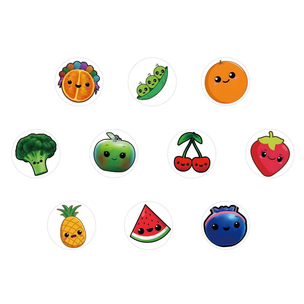 500pcs/roll Kids Stationery Stickers Birthday Party Back ground Fruits Balloon Happy Banner Refrigerator Vegetable Stickers Toys (ONLINE ORDER ONLY)