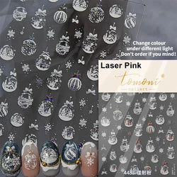 Dressy Embossment Colorful Gradient Snowflakes Laser Silver Christmas Tree Winter Bowknot Santa Nail Art Stickers Manicure Decal (Online Order Only)